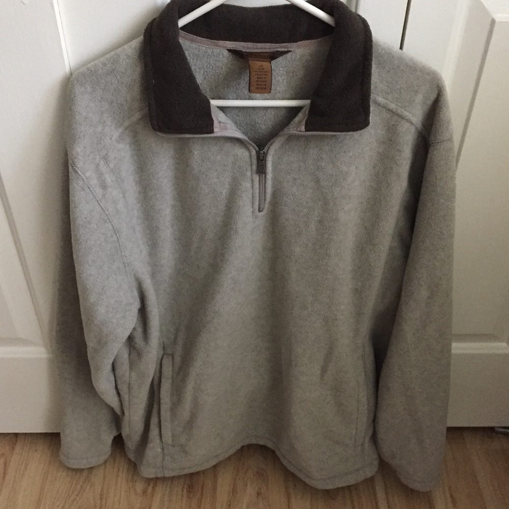 St Johns Bay Gray/Brown Pullover Fleece Mens L